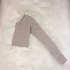 Tan American Apparel long sleeve cropped top